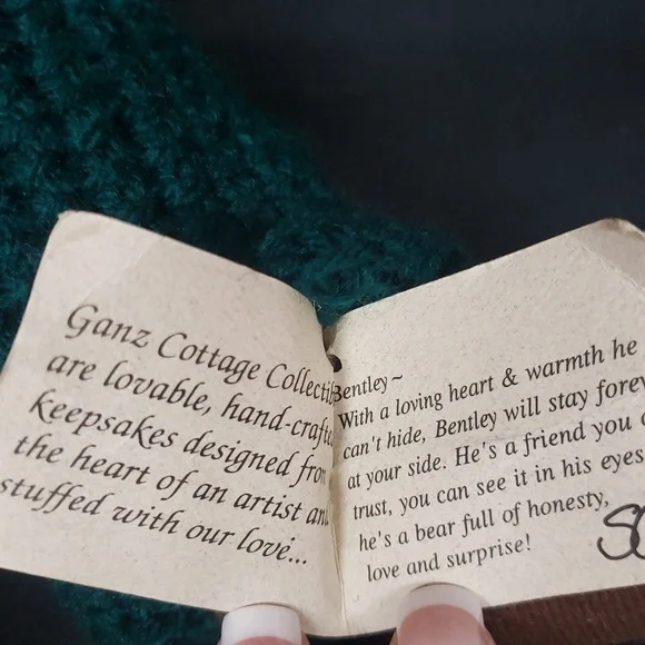 Ganz Cottage Collectibles NWT "Bentley" Teddy Bear in Green Sweater - Picture 6 of 6